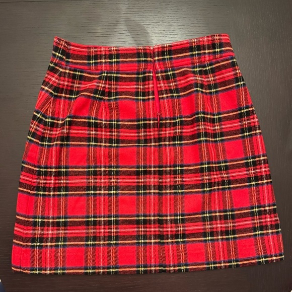 NWT J Crew A-Line Tartan Wool Blend Red Plaid Skirt 8 zipper broken - Picture 6 of 8